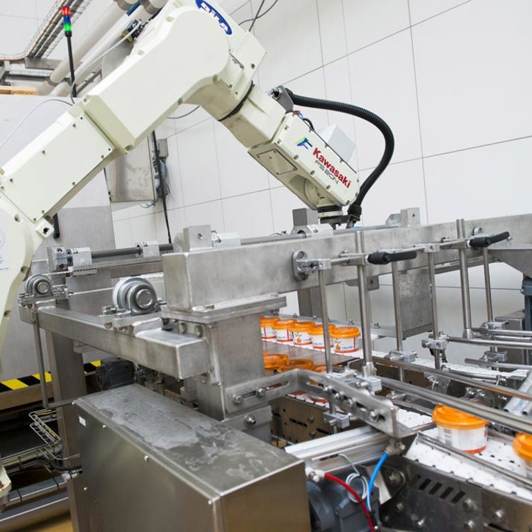 Pakning og palletering med Kawasaki industrirobotter
